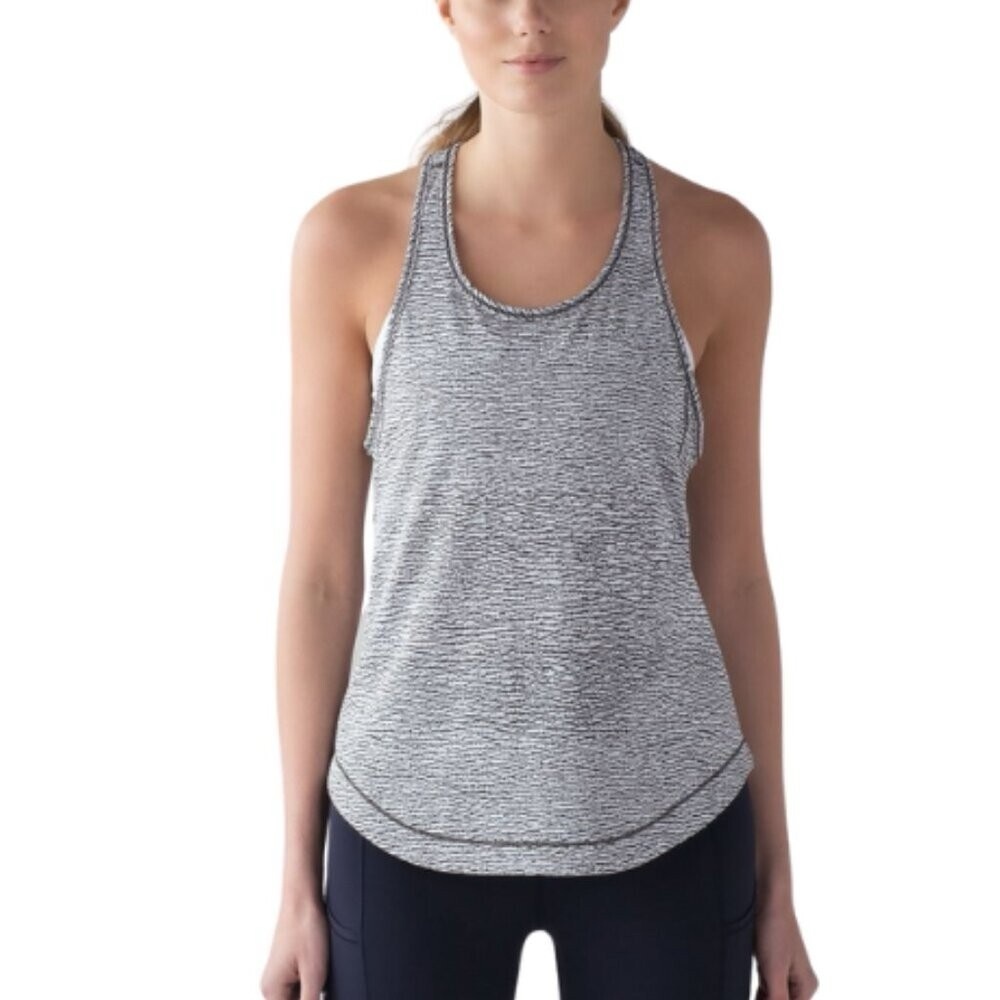 Lululemon Women’s 8 Long Distance Tank Sheer Luon Tank Top Women's Gray Tank Top